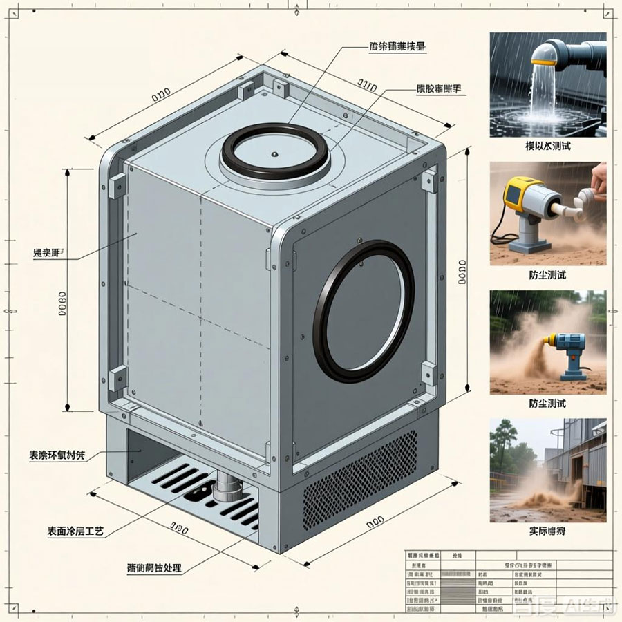 工业装备钣金外壳防水防尘设计